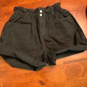 Paperbag Denim Shorts